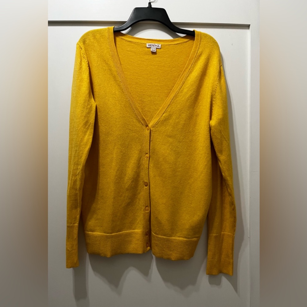 Mustard colored cardigan